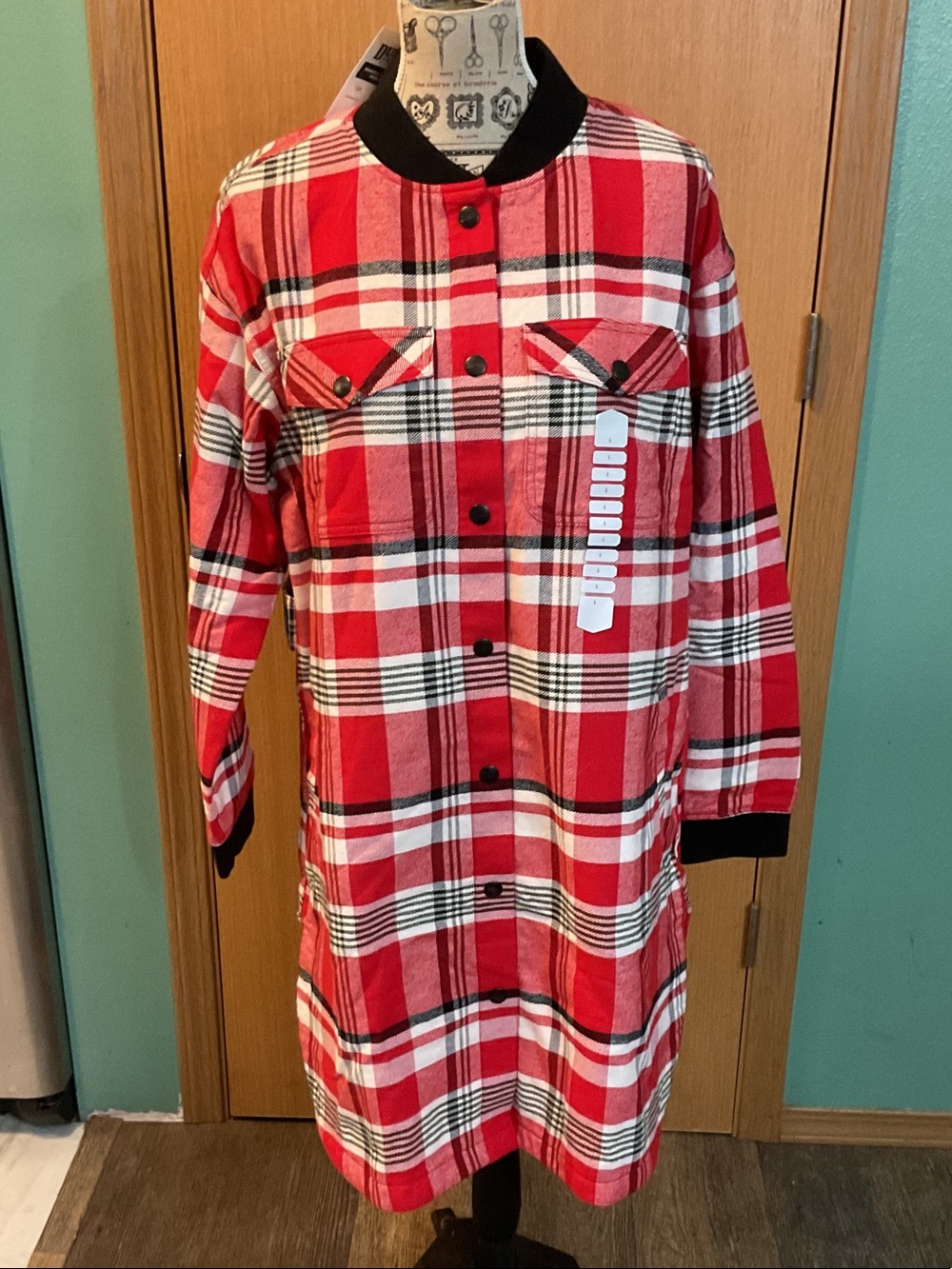 Duluth Trading Co Folklore Flannel Insulated Duster Jacket
